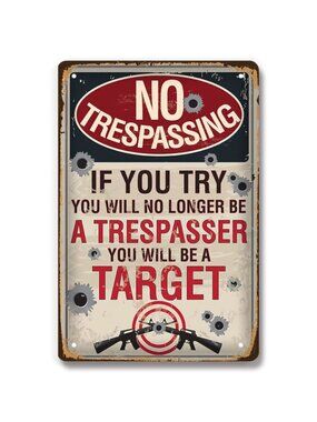 Funny Armed Warning Tin Sign | Man Cave Garage Decor 🎯